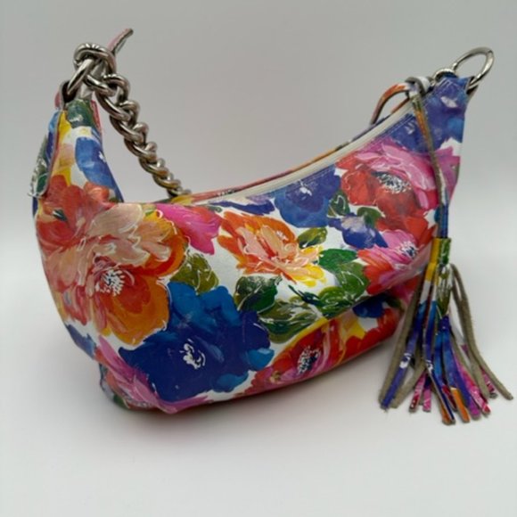 Maurizio Taiuti Bright Floral Leather Shoulder Bag - Picture 9 of 9